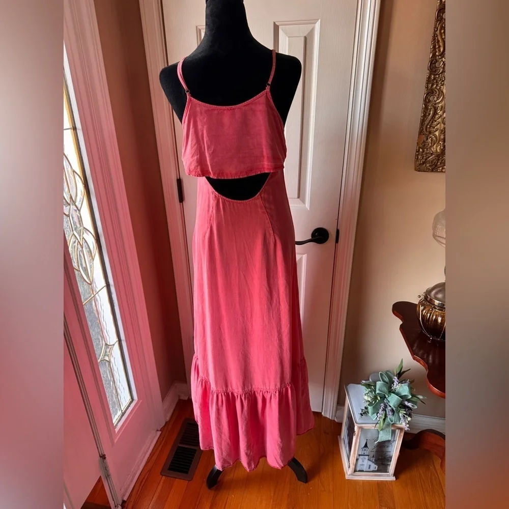 Free People Elegant Coral Pink Open Back Maxi Dress size X-Small
